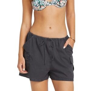Billabong Let's Go Drawstring Cargo‎ Pocket Shorts Dark Charcoal Gray Women's M